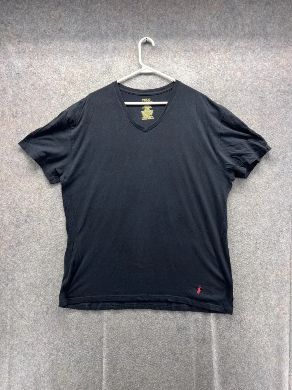 Polo Ralph Lauren Shirt Men XL Black V-Neck Classic Fit Tagless Cotton Tee